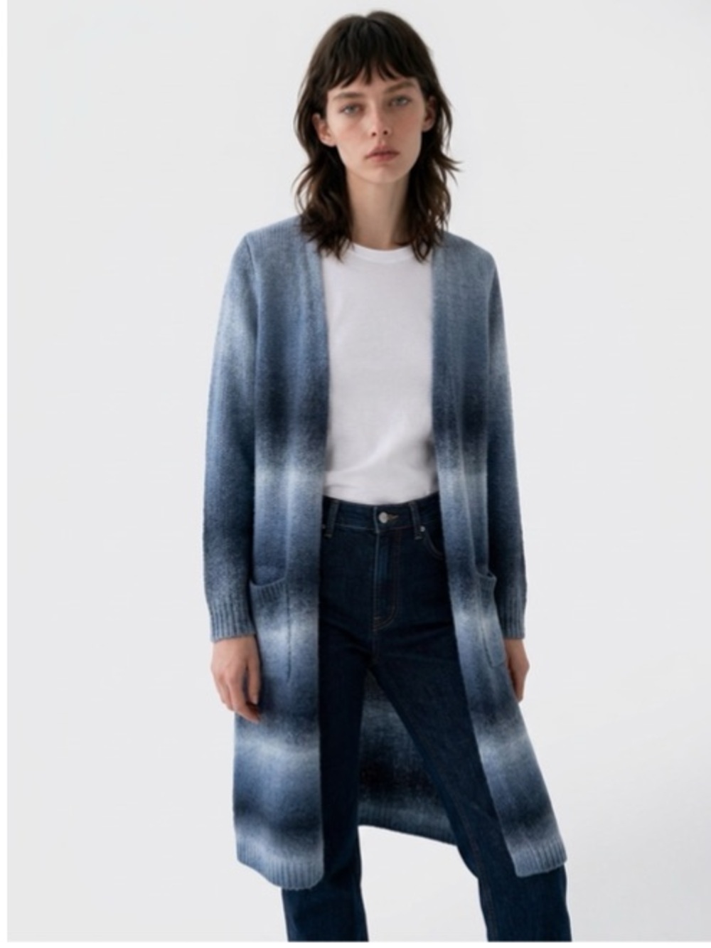 Joseph A blue ombré duster cardigan with pockets M